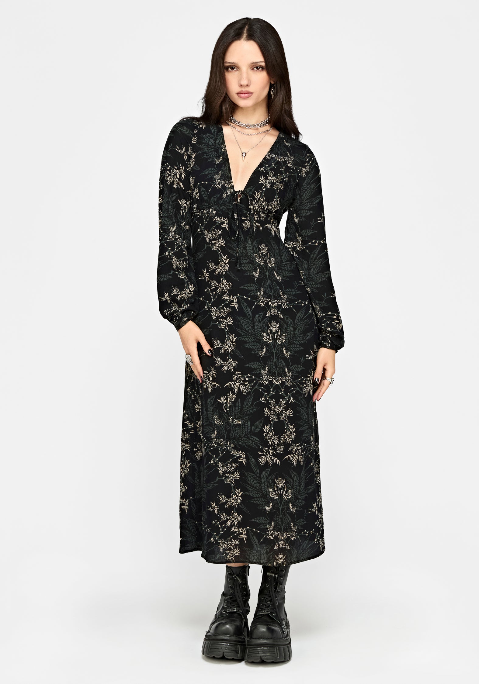 midi dress with sleeves Azolla Fern Crinkle Long Sleeve – Disturbia Color:As Pictures Smart Casuals Lay flat to dry How to choose The