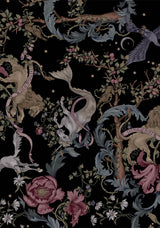 Merunicorn Enchanted Forest Print Puff Sleeve Midi Dress