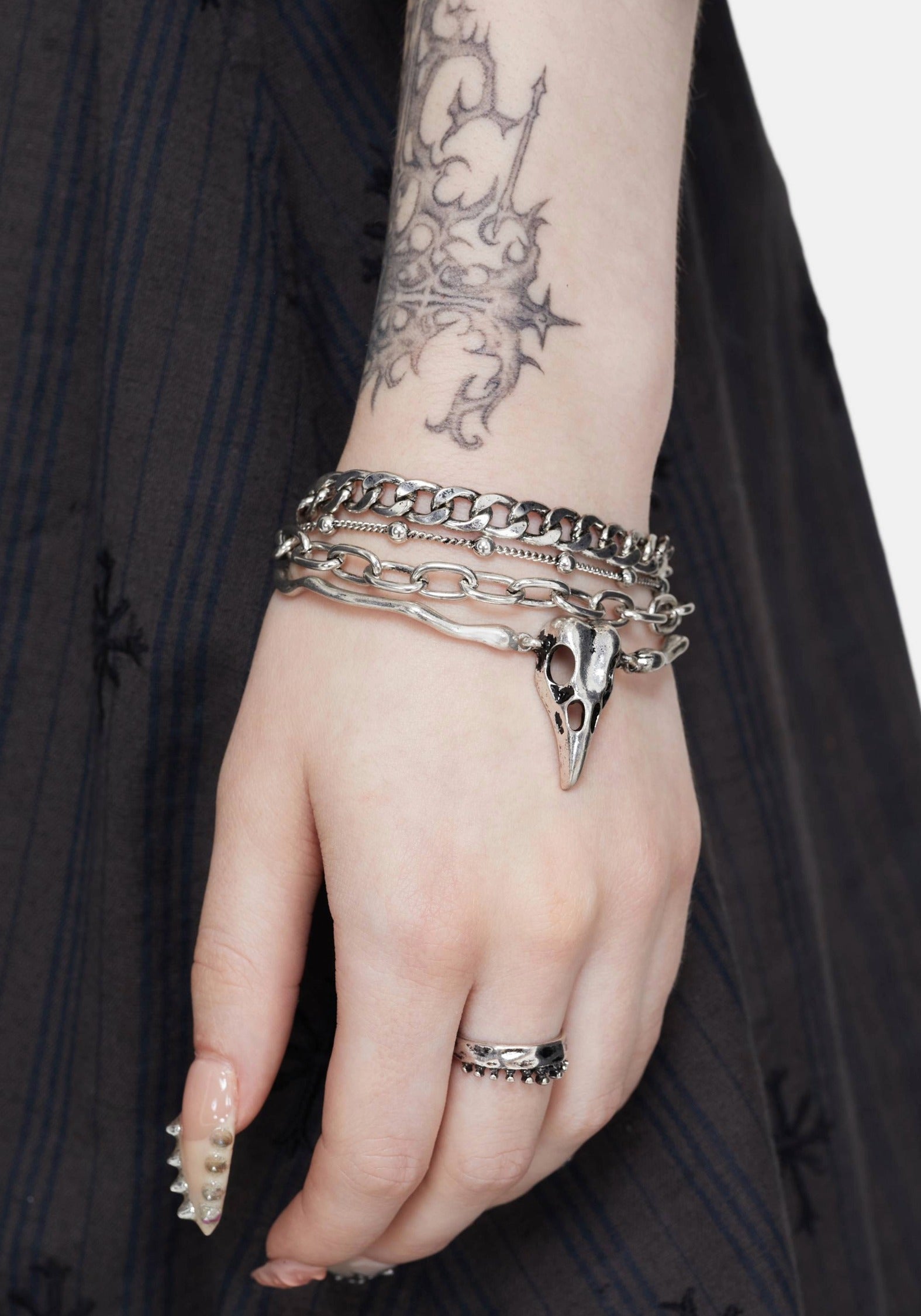 Corvus Bird Skull Bracelet Set – Disturbia