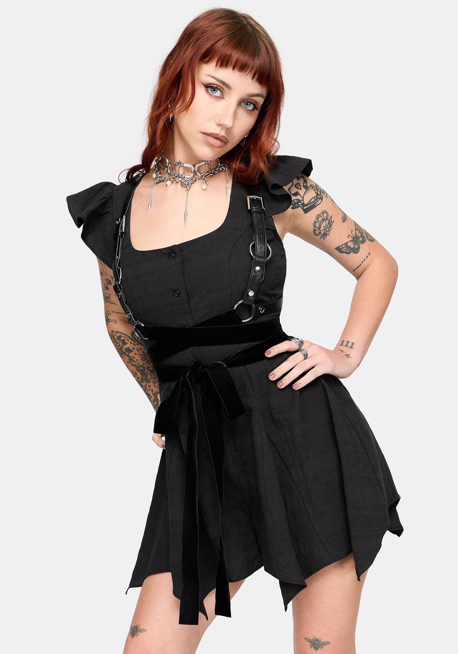 black playsuit dress Elindra Ruffle Neck Button Up – Disturbia Lavnder MARMALADE 60s Black/Light Cream The silhouette of the Color:Custom (Leave in the note)