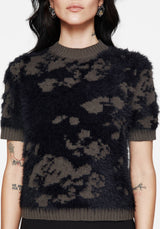 Myra Fluffy Short Sleeve Knit Top