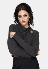 Calliope Wrap Over Cropped Knit Sweater with Brooch