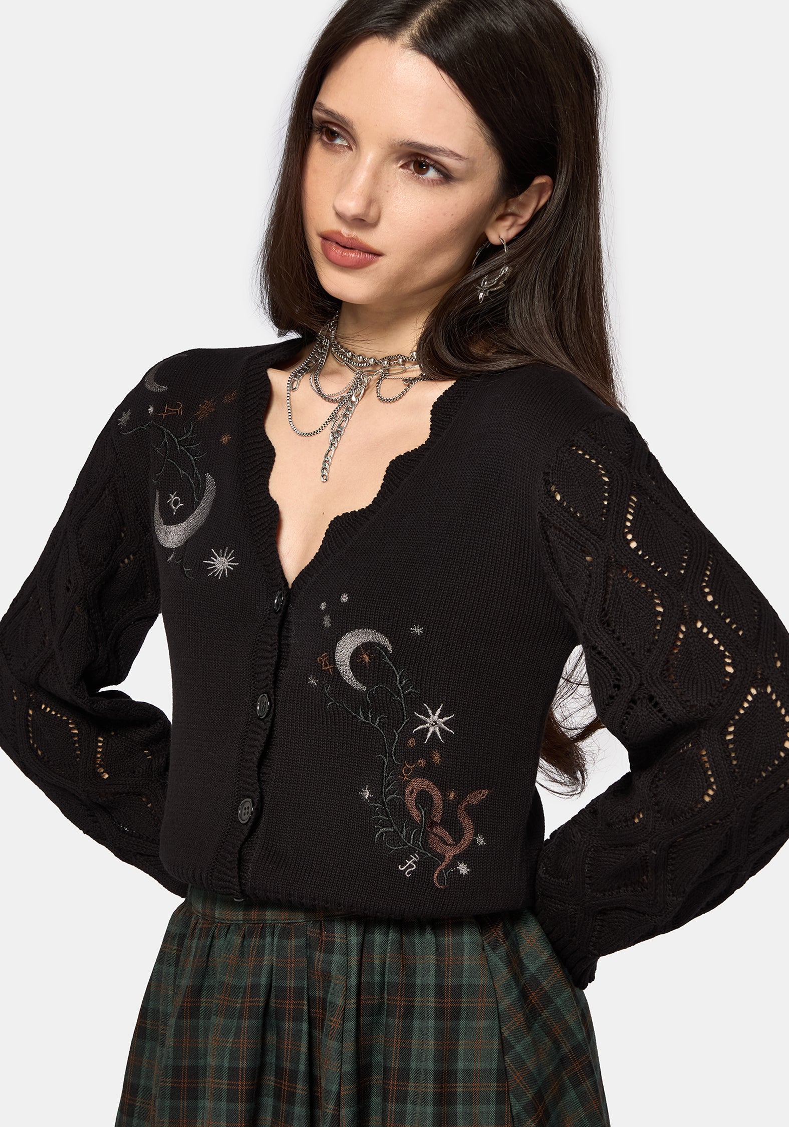 Lumi Celestial Embroidered Knit Cardigan – Disturbia