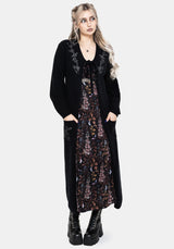 Rime Embroidered Cable Knit Sleeve Longline Cardigan