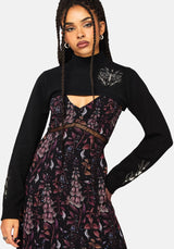 Griffinfly Embroidered Extreme Crop Knit Sweater
