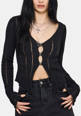 Faylin Ladder Stitch Knit Cardigan S