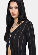 Faylin Ladder Stitch Knit Cardigan S