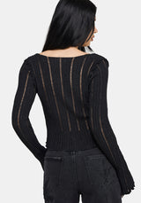 Faylin Ladder Stitch Knit Cardigan S