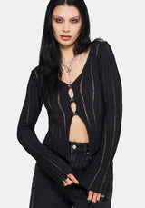 Faylin Ladder Stitch Knit Cardigan S