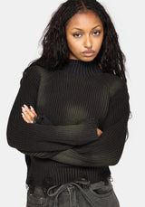 Milaya Overdyed Distressed Knit Sweater
