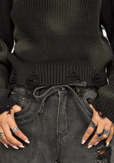 Milaya Overdyed Distressed Knit Sweater