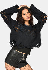 Noel Open Weave Cropped Knit Sweater