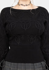 Covet Cotton-Blend Witches Knot Cable Knit Sweater - Black