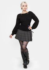Covet Cotton-Blend Witches Knot Cable Knit Sweater - Black