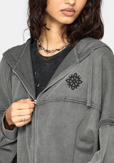 Mio Witches Knot Distressed Seam Hoodie