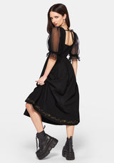 Phoenix Cotton Embroidered Puff Sleeve Midi Dress