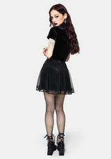 Trixie Velvet Fishnet Embroidered Mini Skirt US 2