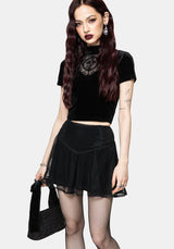 Trixie Velvet Fishnet Embroidered Mini Skirt US 2