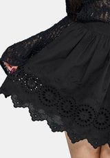 Moirae Contrast Broderie Hem Mini Skirt