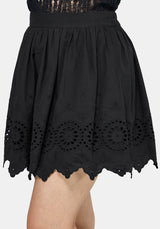 Moirae Contrast Broderie Hem Mini Skirt
