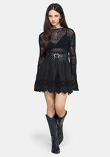 Moirae Contrast Broderie Hem Mini Skirt