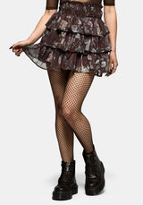 Dusha Garden Print Chiffon Ruffle Mini Skirt