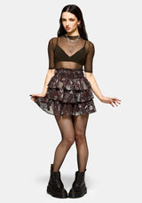 Dusha Garden Print Chiffon Ruffle Mini Skirt