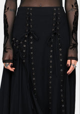 Lucette Eyelet Lace Up Midi Skirt