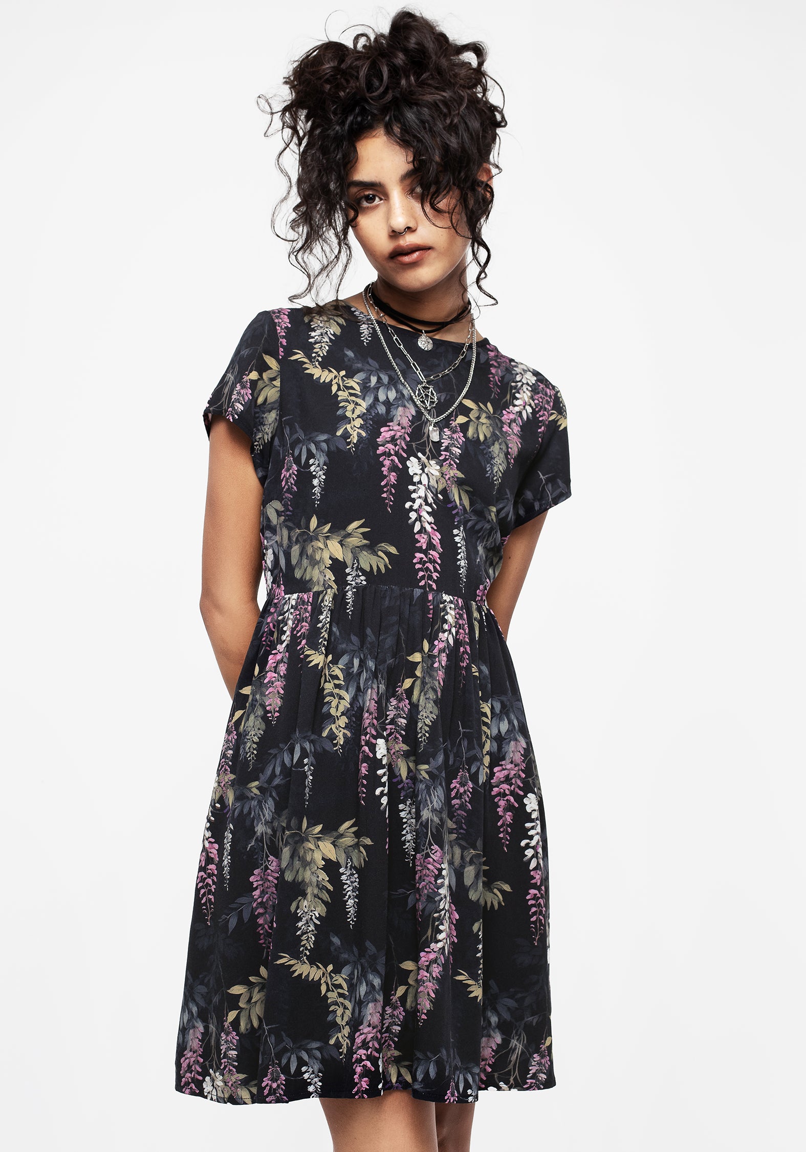 Wisteria Floral Print Mini Skater Dress Wisteria Floral Print Mini Skater Dress