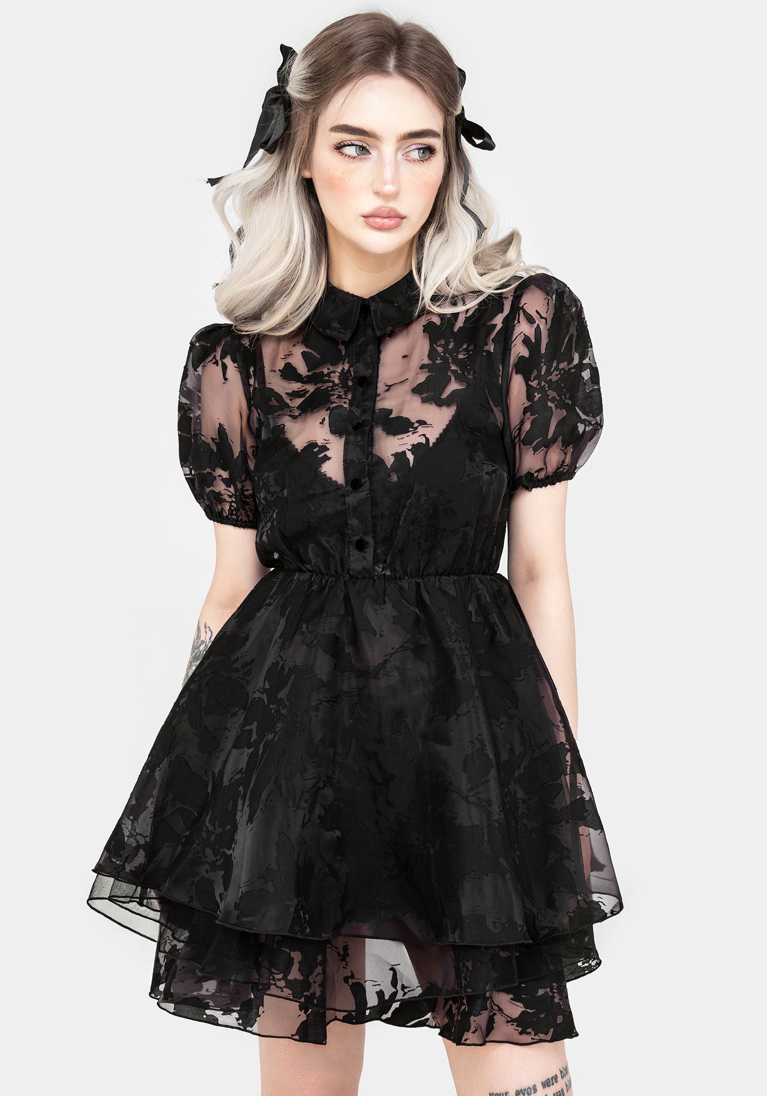alternative dresses Spectre Layered Mini Shirt Dress | Disturbia