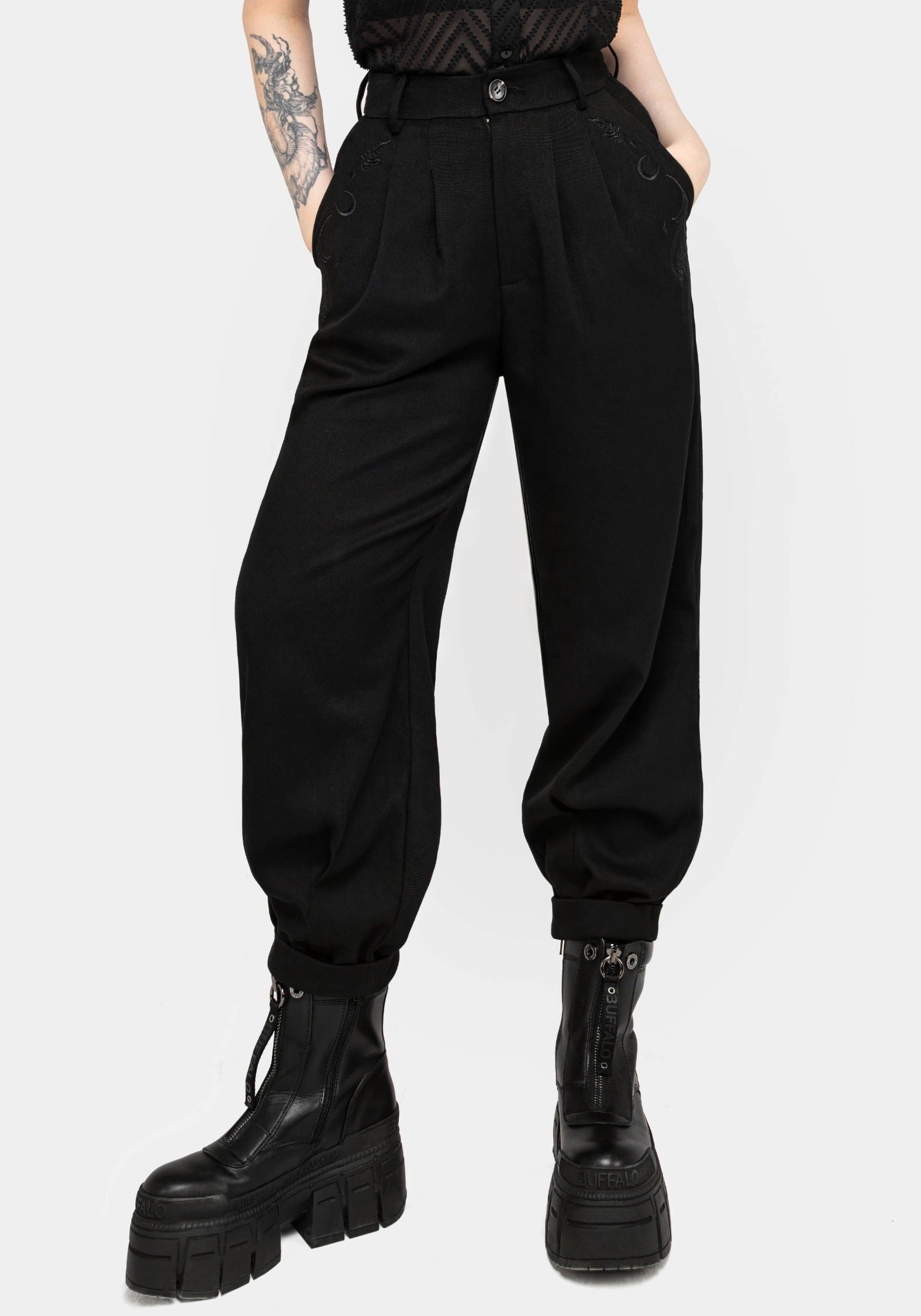 Dianne Embroidered Balloon Trousers - Black | Disturbia - Shop