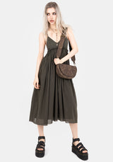 Thyme Cotton Plunge Neck Cami Midi Dress