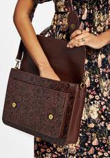 Sunder Floral Debossed Mini Crossbody Satchel Bag
