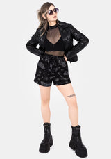Parasite Bugs Tie Waist Paperbag Shorts - Black