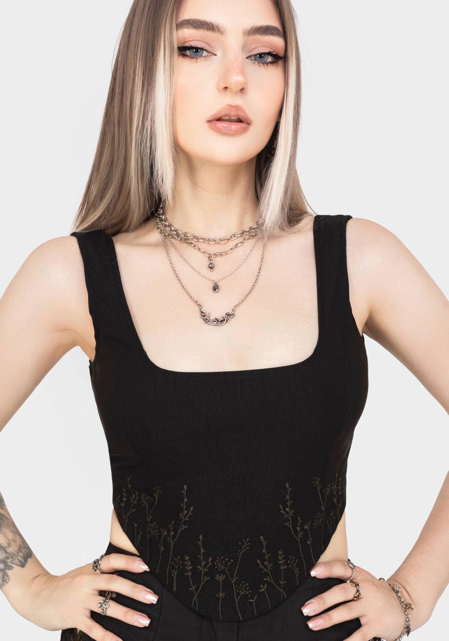 Madam Mystique Jelena Leather Two-Piece Corset Top