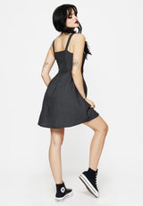 Faythe Cotton Check Button Up Apron Mini Dress