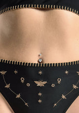 Sola Embroidered High Waist Bikini Bottom