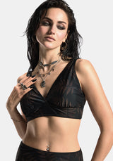 Ruin Fern Printed Wrap Bikini Top - Brown