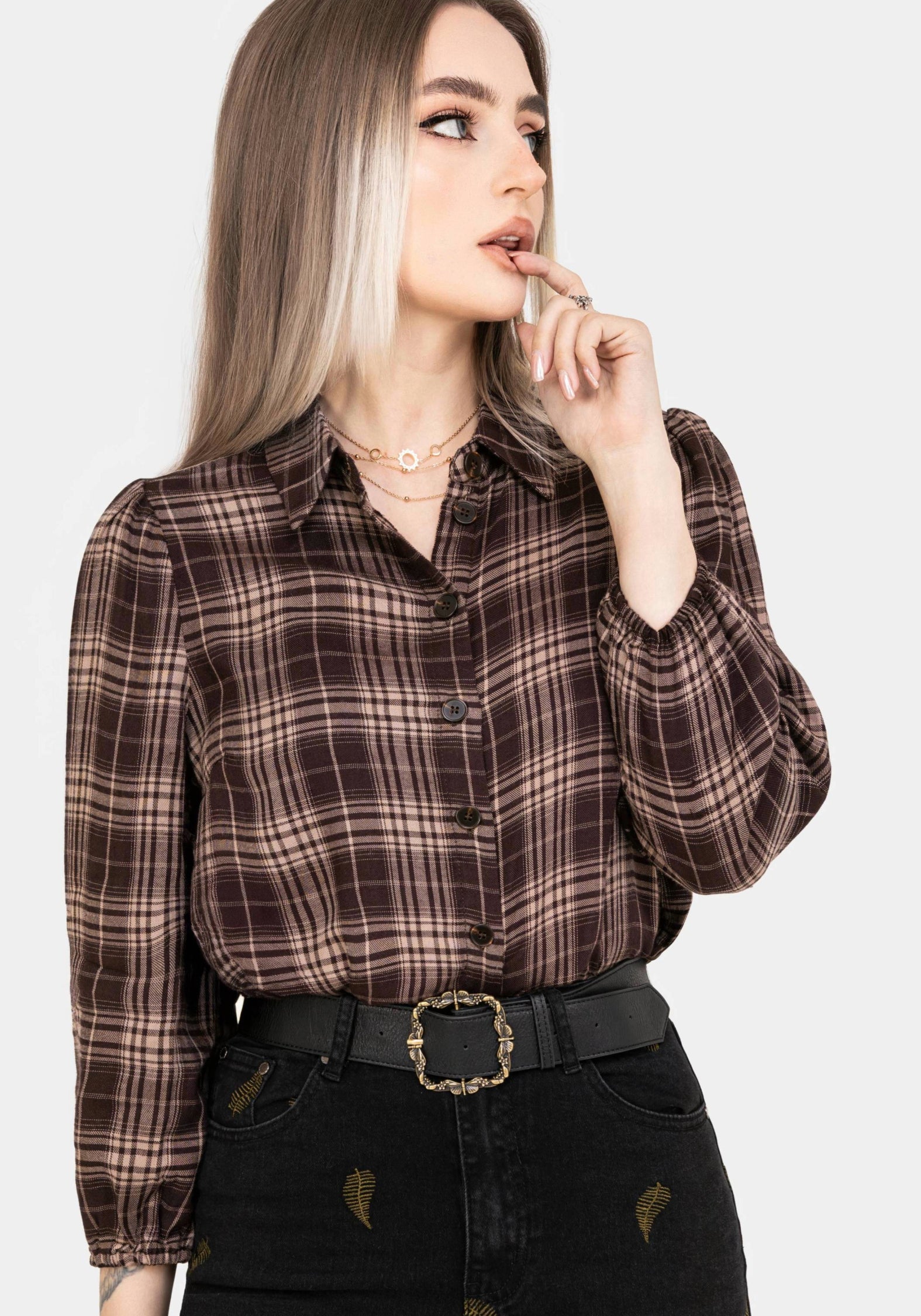 あ*ぁ様 doublet 21aw CHECK SHIRT WITH MY DO Adra Check Button Up Shirt | Disturbia - Shop Women's Gothic