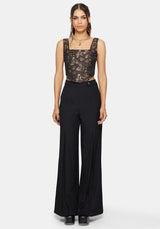 Rena Snake Jacquard Corset Top - Brown