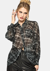 Rhoswen Snake Check Cross Over Long Sleeved Shirt US 6