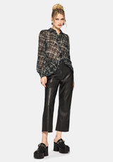 Rhoswen Snake Check Cross Over Long Sleeved Shirt US 6