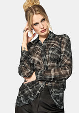 Rhoswen Snake Check Cross Over Long Sleeved Shirt US 6