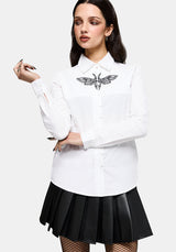 Wispette Moth Embroidered Poplin Fitted Shirt