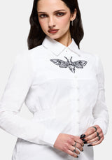 Wispette Moth Embroidered Poplin Fitted Shirt
