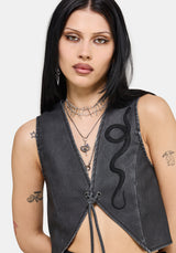 Sirrha PU Serpent Embroidered Waistcoat US 2