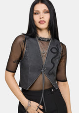 Sirrha PU Serpent Embroidered Waistcoat US 2