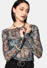 Dusha Garden Long Sleeve Mesh Top