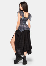 Gaia Celestial Print Chiffon Lace Up Blouse