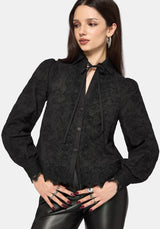 Lila Scallop Lace Open Collar Shirt